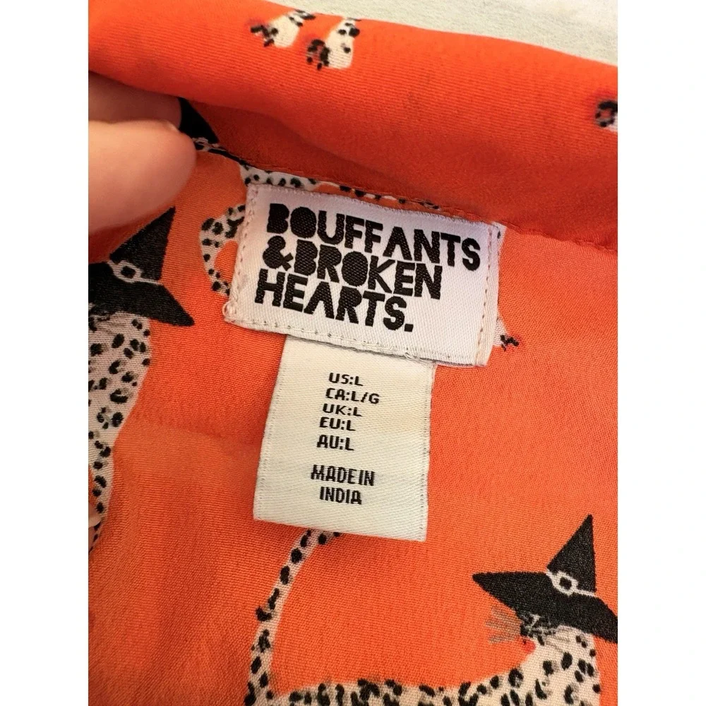 Bouffants & Broken Hearts Orange Leopard Cheetah Witch PJs Shorts Halloween SzL
